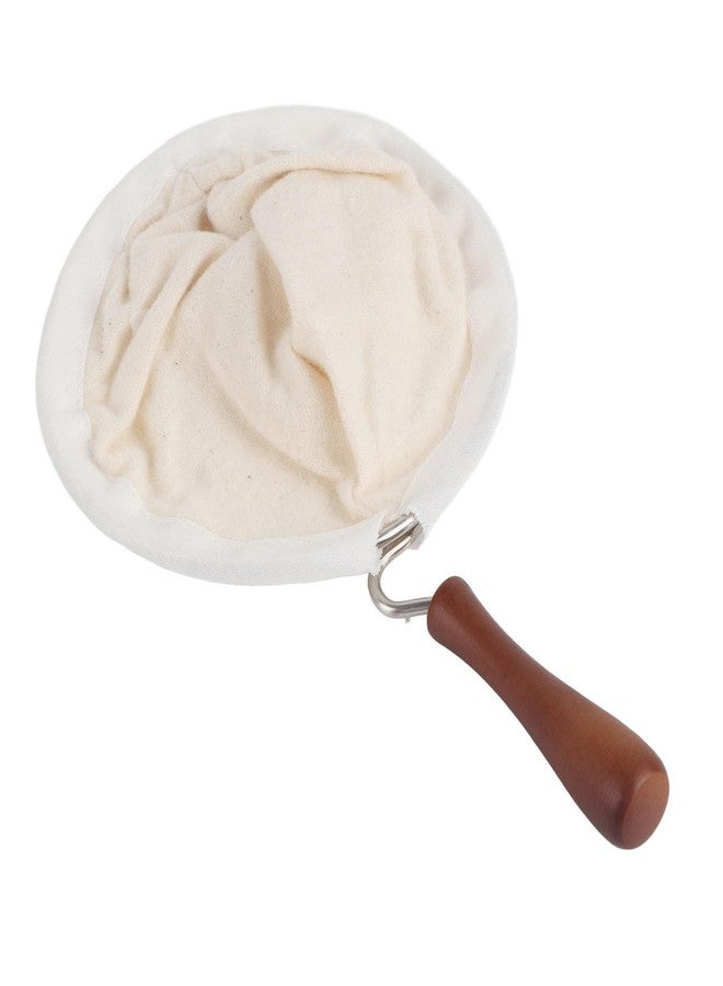 Kodrily Coffee Strainer Cloth with Wooden Handle Coffee Filter Reusable Cafe Cloth Bag Sock Strainer, Flannel Filter Cloth 3.94in Inner Diameter for Home Office Hand Drip - Image 1