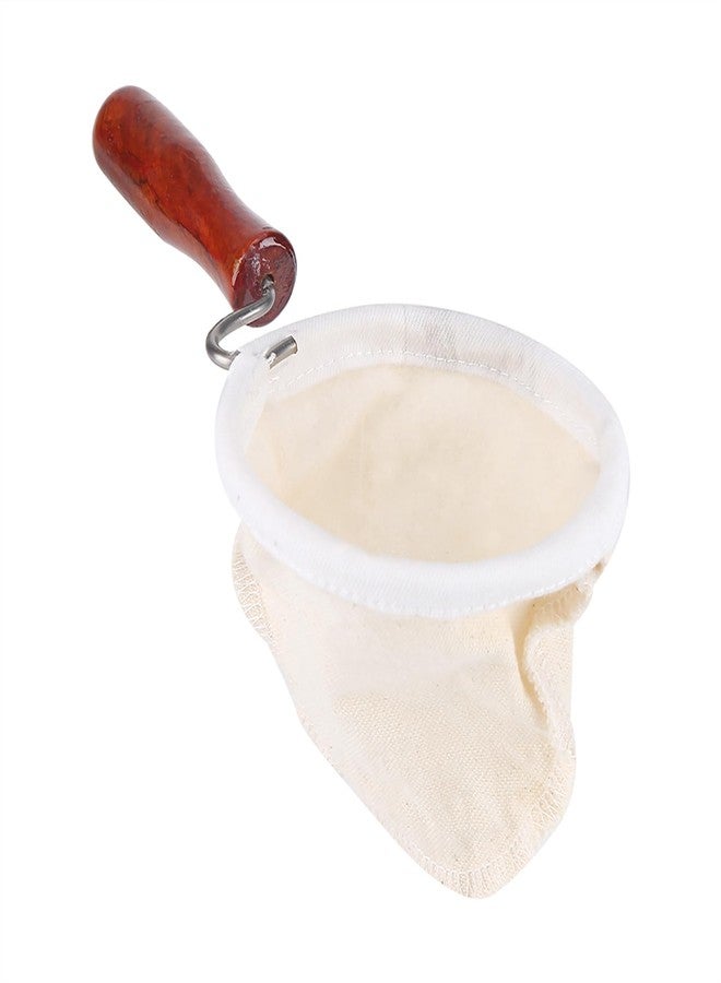 Kodrily Coffee Strainer Cloth with Wooden Handle Coffee Filter Reusable Cafe Cloth Bag Sock Strainer, Flannel Filter Cloth 3.94in Inner Diameter for Home Office Hand Drip - Image 4