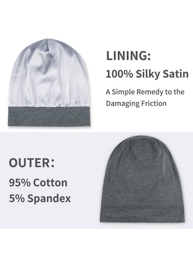 Zenssia Satin Lined Hair Bonnet For Sleeping Sleep Cap For Women And Men With Adjustable Strap Stay On All Night Hair Wrap Dark Grey Pack Of 1 - Image 2