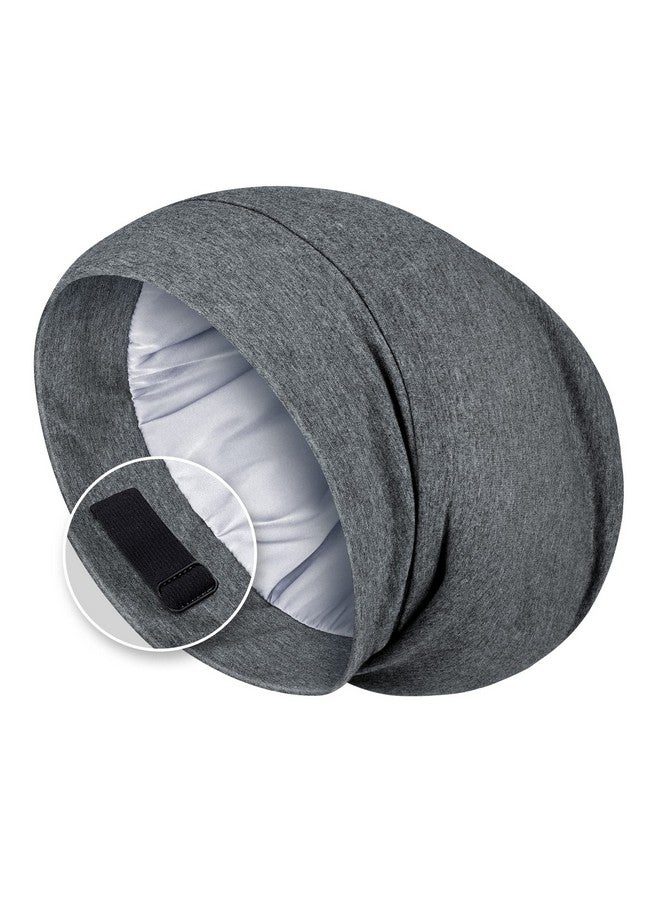 Zenssia Satin Lined Hair Bonnet For Sleeping Sleep Cap For Women And Men With Adjustable Strap Stay On All Night Hair Wrap Dark Grey Pack Of 1 - Image 1