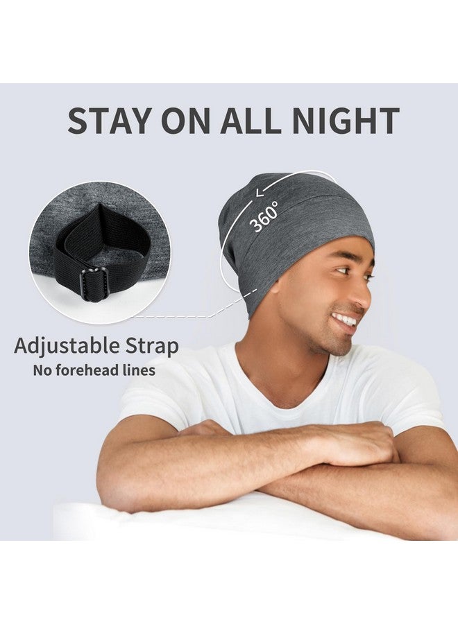 Zenssia Satin Lined Hair Bonnet For Sleeping Sleep Cap For Women And Men With Adjustable Strap Stay On All Night Hair Wrap Dark Grey Pack Of 1 - Image 4