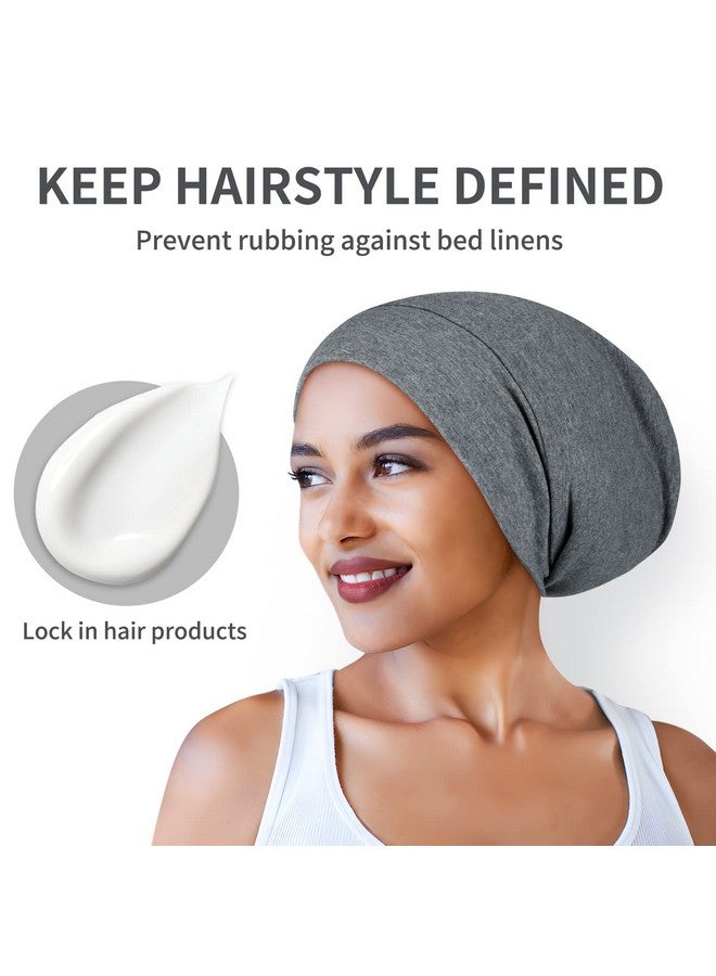 Zenssia Satin Lined Hair Bonnet For Sleeping Sleep Cap For Women And Men With Adjustable Strap Stay On All Night Hair Wrap Dark Grey Pack Of 1 - Image 3