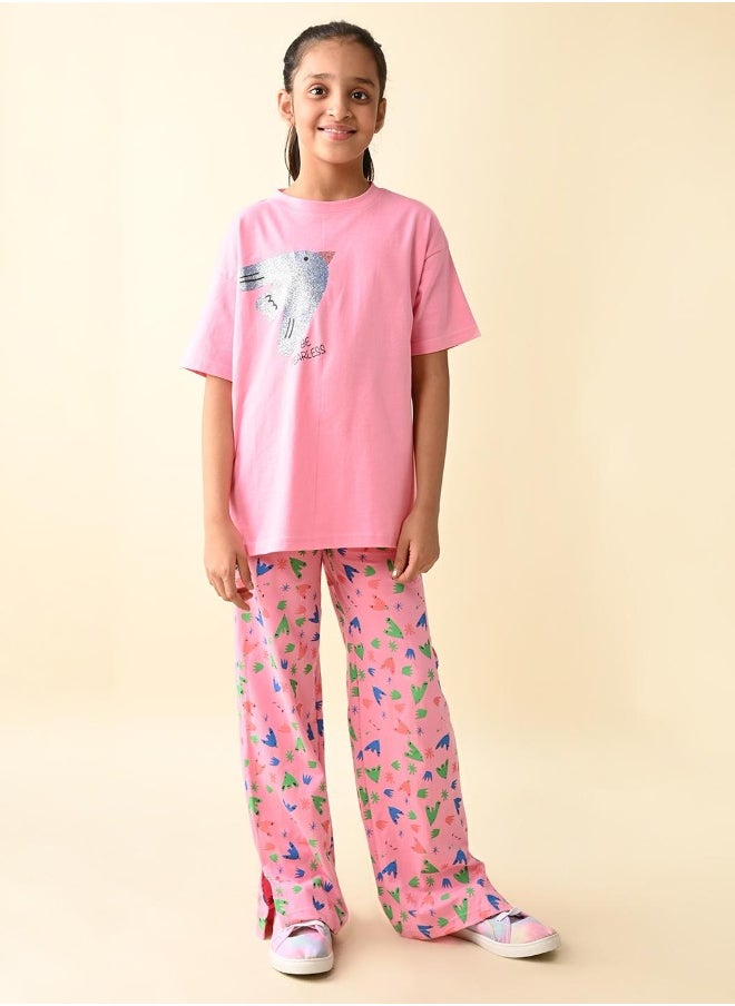 LILPICKS Sparrow Printed T-shirt with Ankle Cut Palazzo Set  - Image 3