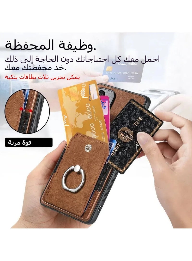 general Compatible Honor Magic 7 Pro 5G Wallet Case Slim Card Holder Leather and TPU Frame Phone Case Multi-function Case with Support Ring - Image 5