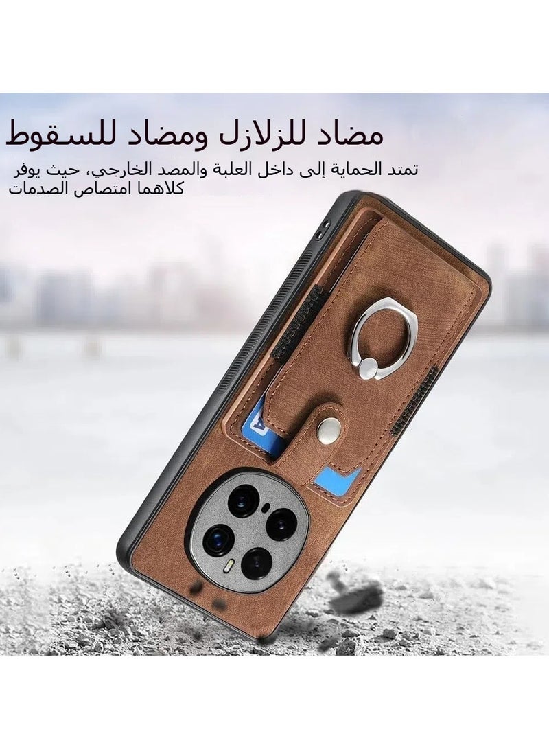 general Compatible Honor Magic 7 Pro 5G Wallet Case Slim Card Holder Leather and TPU Frame Phone Case Multi-function Case with Support Ring - Image 4