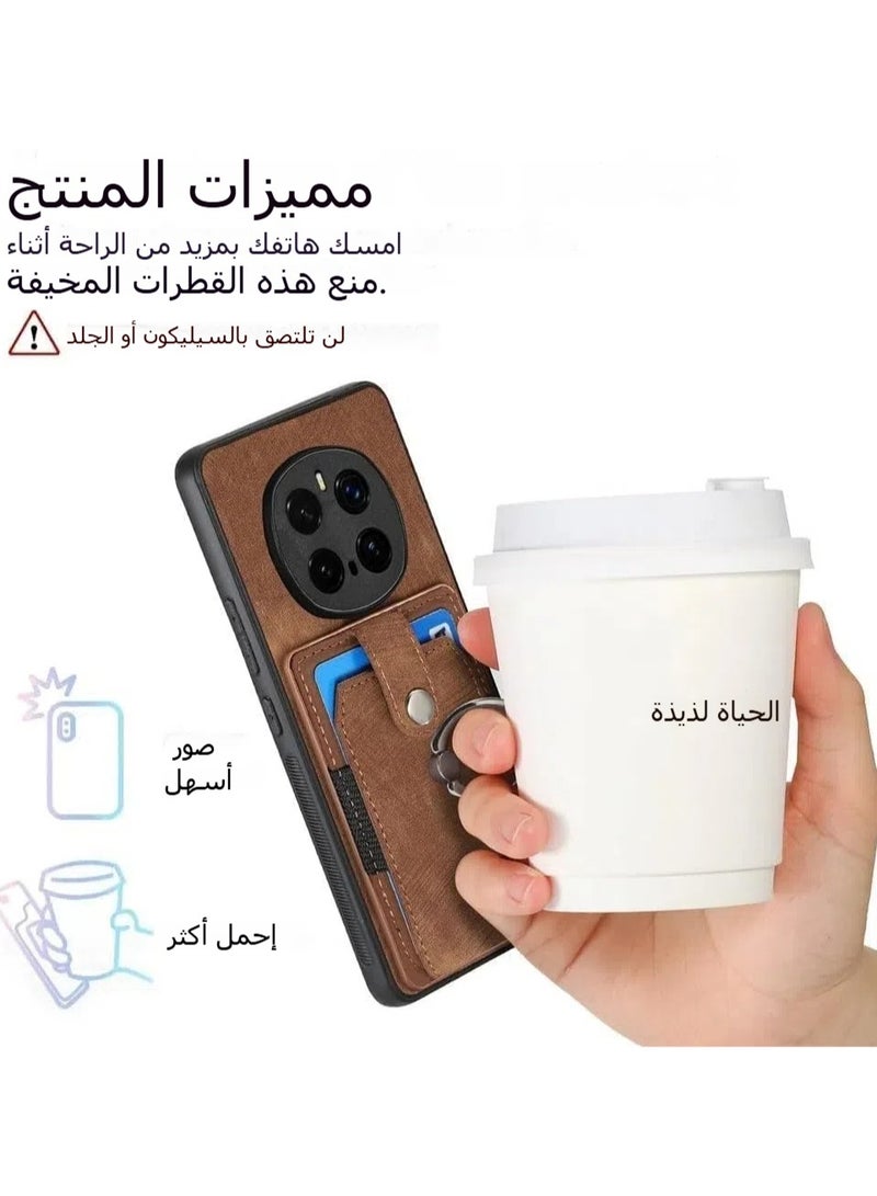 general Compatible Honor Magic 7 Pro 5G Wallet Case Slim Card Holder Leather and TPU Frame Phone Case Multi-function Case with Support Ring - Image 3