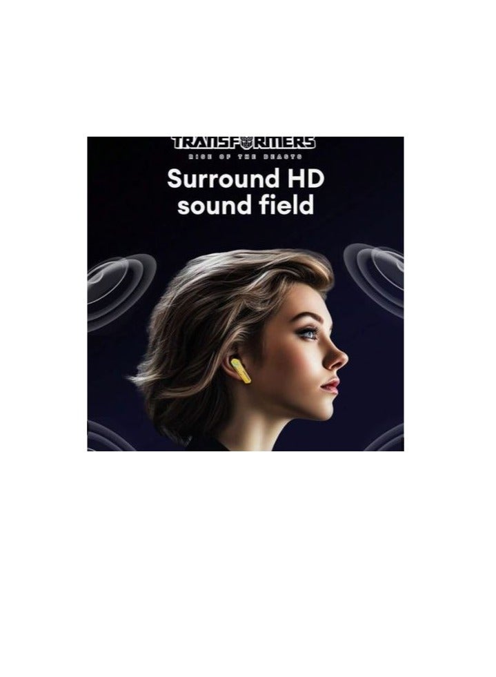 Transformers TF-T10 Wireless Bluetooth Earbuds Gaming Headphones Long Battery Life Headset Low Latency HIFI Stereo Sound with Music Noise Cancellation Calls Black Yellow - Image 3