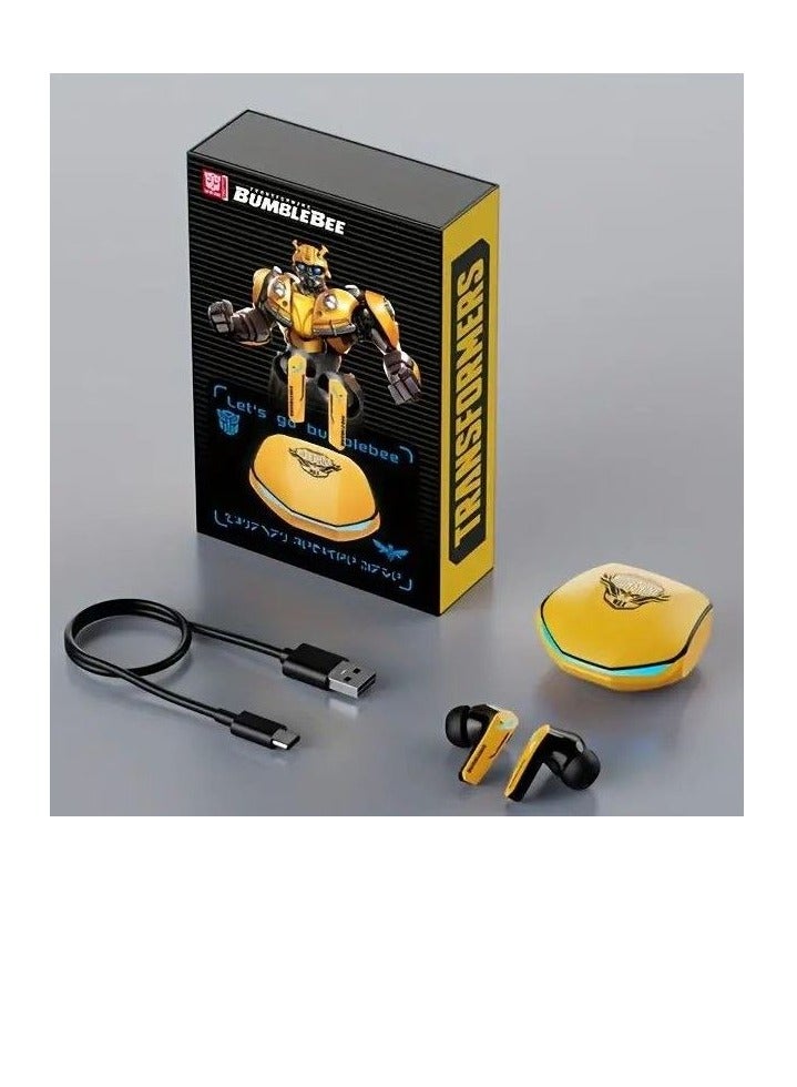 Transformers TF-T10 Wireless Bluetooth Earbuds Gaming Headphones Long Battery Life Headset Low Latency HIFI Stereo Sound with Music Noise Cancellation Calls Black Yellow - Image 2