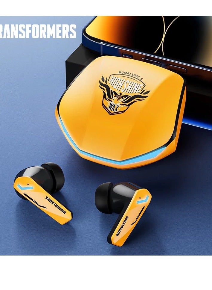 Transformers TF-T10 Wireless Bluetooth Earbuds Gaming Headphones Long Battery Life Headset Low Latency HIFI Stereo Sound with Music Noise Cancellation Calls Black Yellow - Image 4