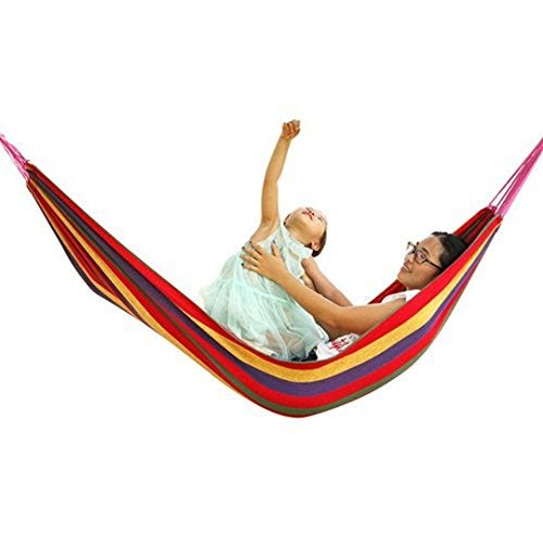 Inditradition Cotton Striped Foldable Hammock (for Single Person) / Hanging Bed for Camping & Outdoor Activities (197 CM x 80 CM) - Multicolor - Image 2