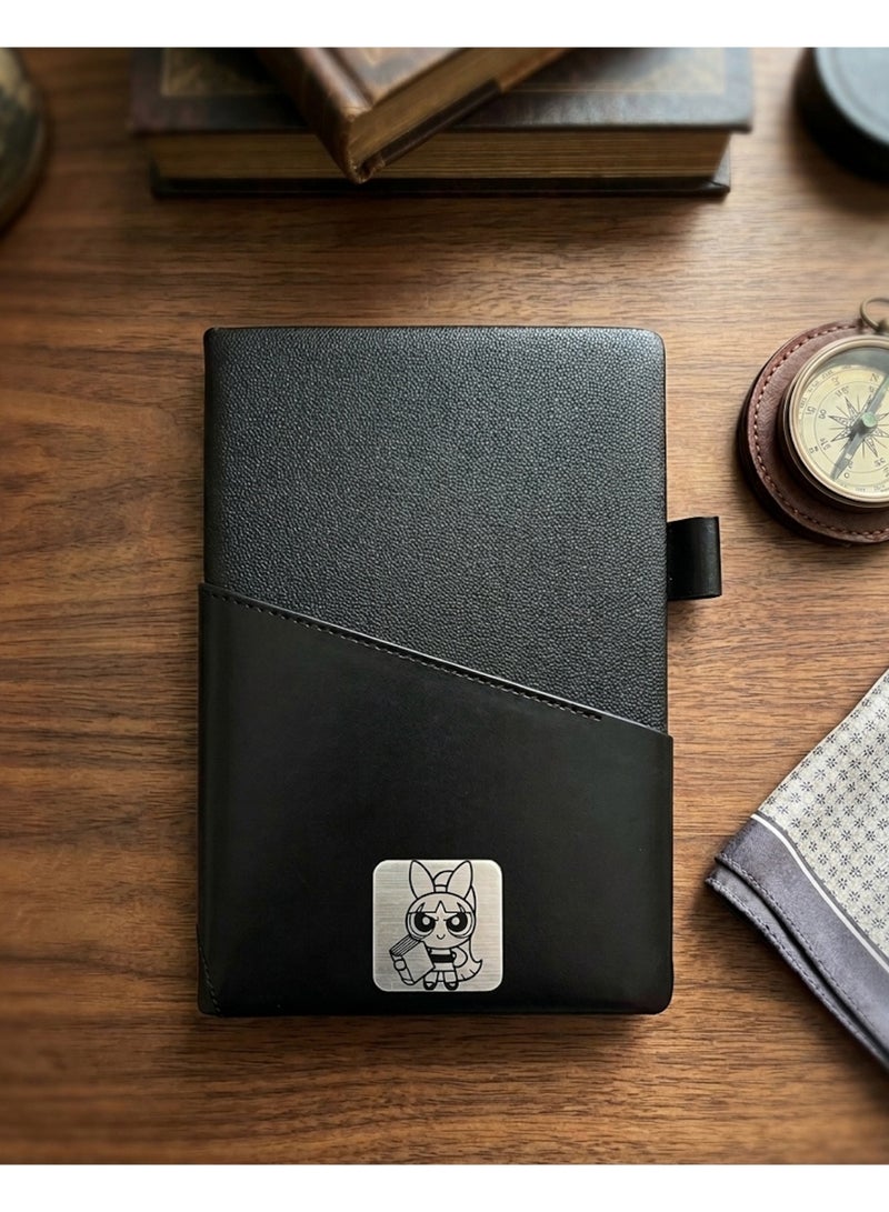 Black Leather Notebook with Blossom Design from The Powerpuff Girls – Cute Cartoon Journal for Daily Writing & School Use - Image 2