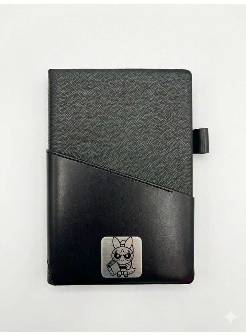 Black Leather Notebook with Blossom Design from The Powerpuff Girls – Cute Cartoon Journal for Daily Writing & School Use - Image 3