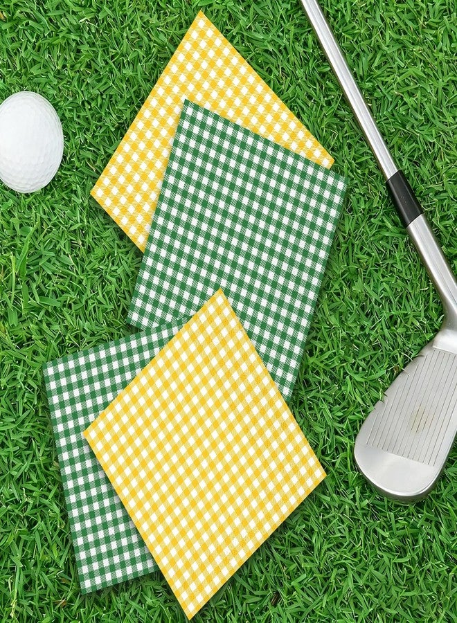 Whaline 100 Pcs Yellow Green Plaid Paper Napkins Luncheon Napkin Golf Themed Let's Par-tee Dessert Dinner Hand Napkin for Spring Summer Birthday Baby Shower Party Supplies - Image 5