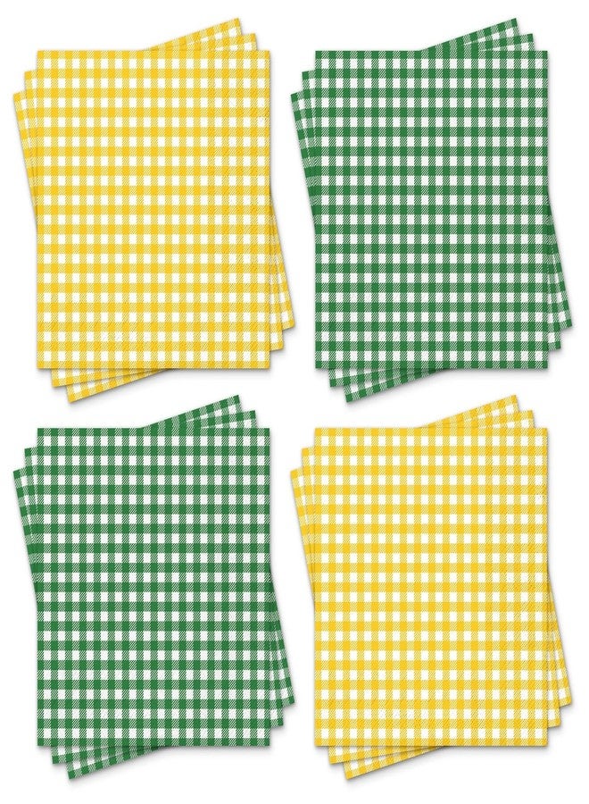 Whaline 100 Pcs Yellow Green Plaid Paper Napkins Luncheon Napkin Golf Themed Let's Par-tee Dessert Dinner Hand Napkin for Spring Summer Birthday Baby Shower Party Supplies - Image 1