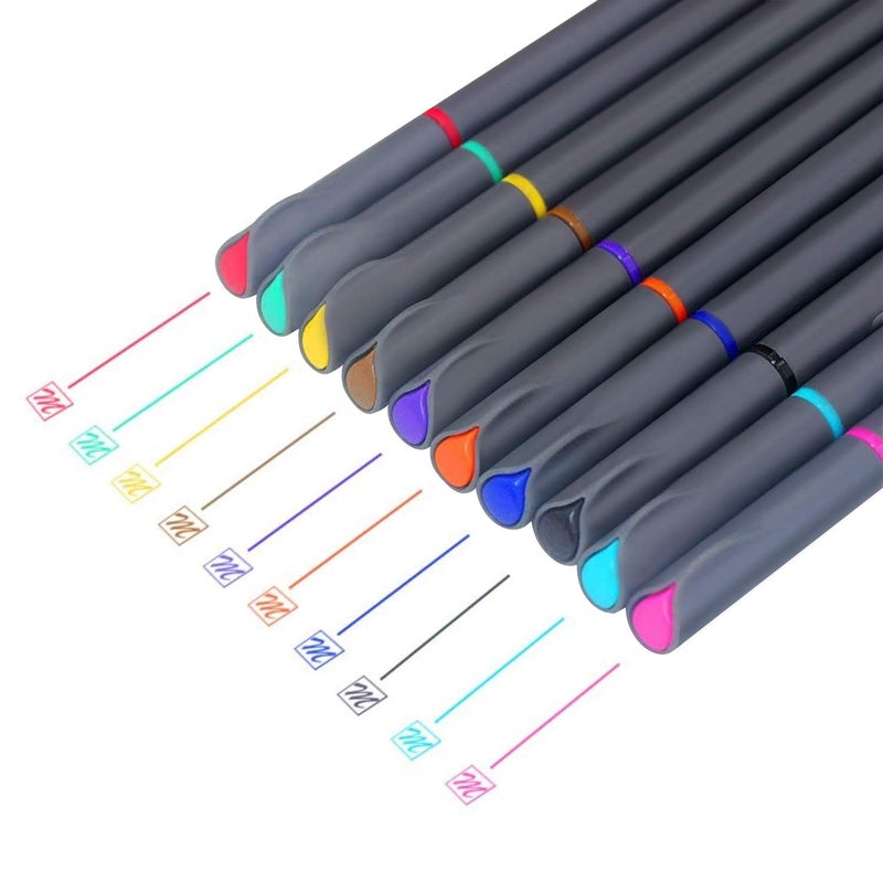 MyLifeUNIT Fineliner Color Pen Set, 0.4mm Colored Fine Liner Sketch Drawing Pen, Pack of 10 Assorted Colors - Image 1