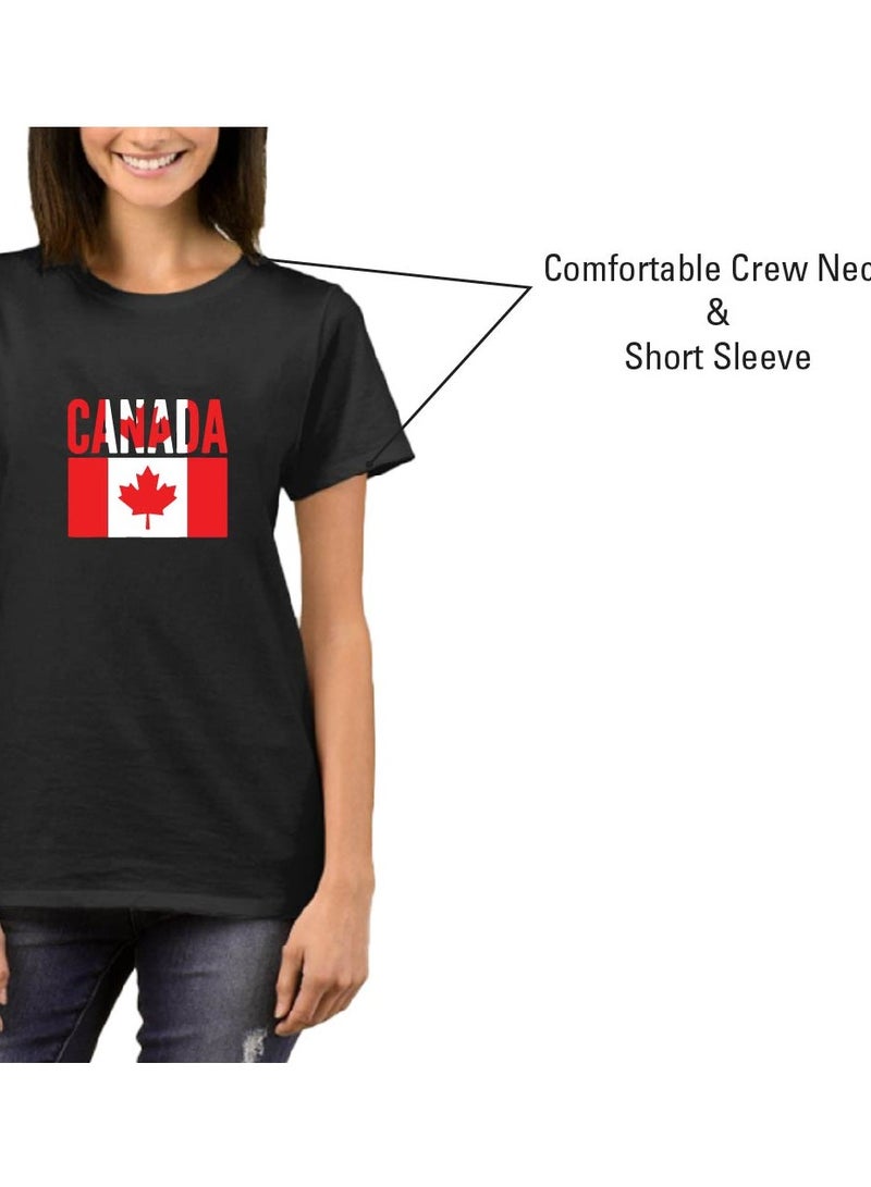 Canada Adult Women's Round Neck T-Shirt - Soft and Comfortable, Short Sleeve Tshirt - Perfect for Everyday Canadian Style - Canada Tshirt for Women - Image 5