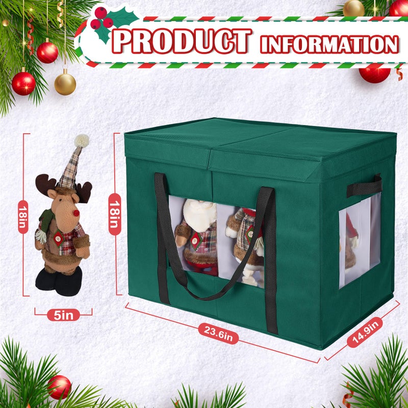 Loninak Christmas Figurine Storage Box, 24â€x18â€x15â€ Ornament Storage Box, 2025 UpgradeNutcracker Storage Box, Figurine Storage with Dividers, Adjustable Extent Area for Figurines and Pocket, Green - Image 5