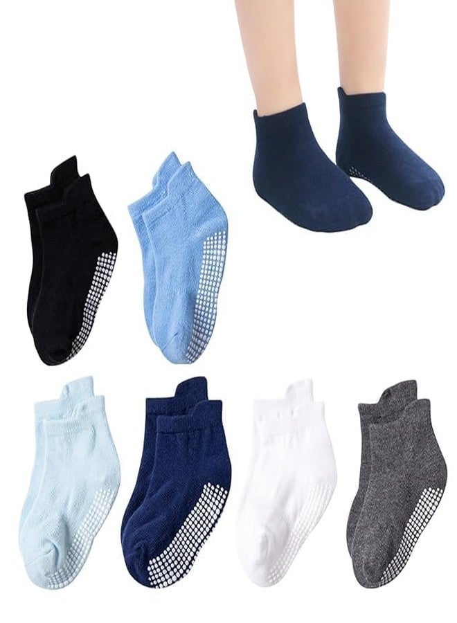 Zerolex Kids Toddler Socks Combed Cotton Stylish Solid Non-Slip Ankle Crawling with Grips Anti-Skid Comfortabl Sock for Girls Boys(1 To 5-Y)(Pack of-6) (IN, Alpha, Free Size, 3-Year, MultiColour) - Image 1