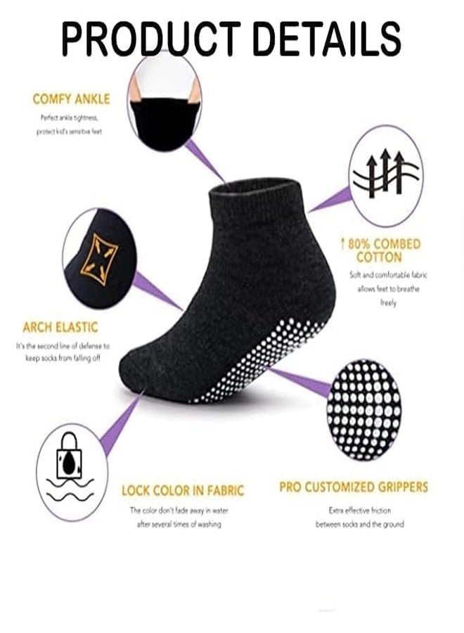 Zerolex Kids Toddler Socks Combed Cotton Stylish Solid Non-Slip Ankle Crawling with Grips Anti-Skid Comfortabl Sock for Girls Boys(1 To 5-Y)(Pack of-6) (IN, Alpha, Free Size, 3-Year, MultiColour) - Image 3