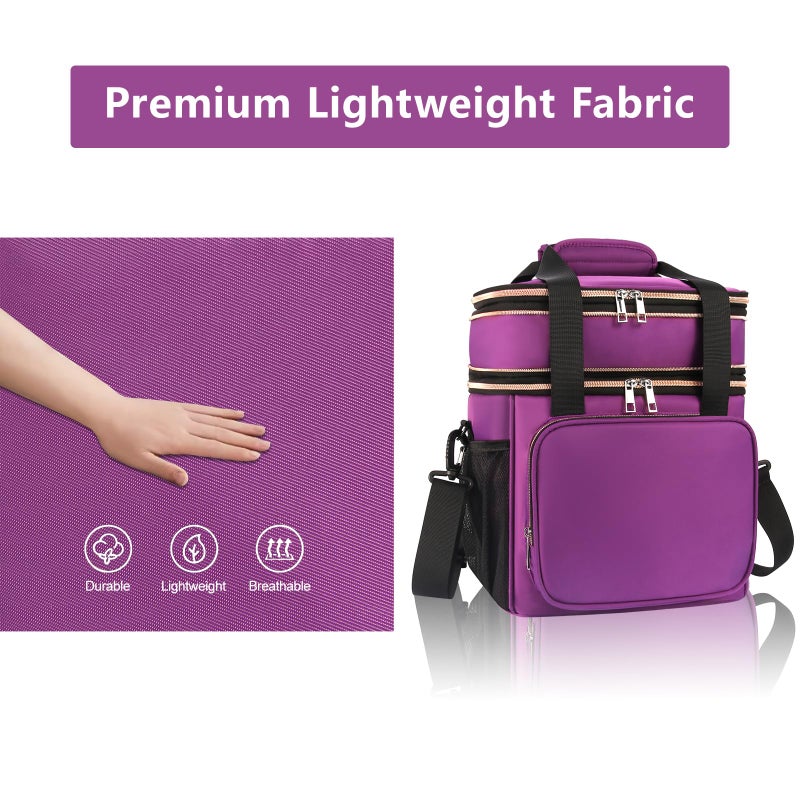 GLENKEY Expandable Insulated Lunch Box, Double Deck Lightweight Large Lunch Bag Tote Leakproof Cooler Bags for Women Adults Work Outdoor Picnic Daytrip, Purple, 16L - Image 5