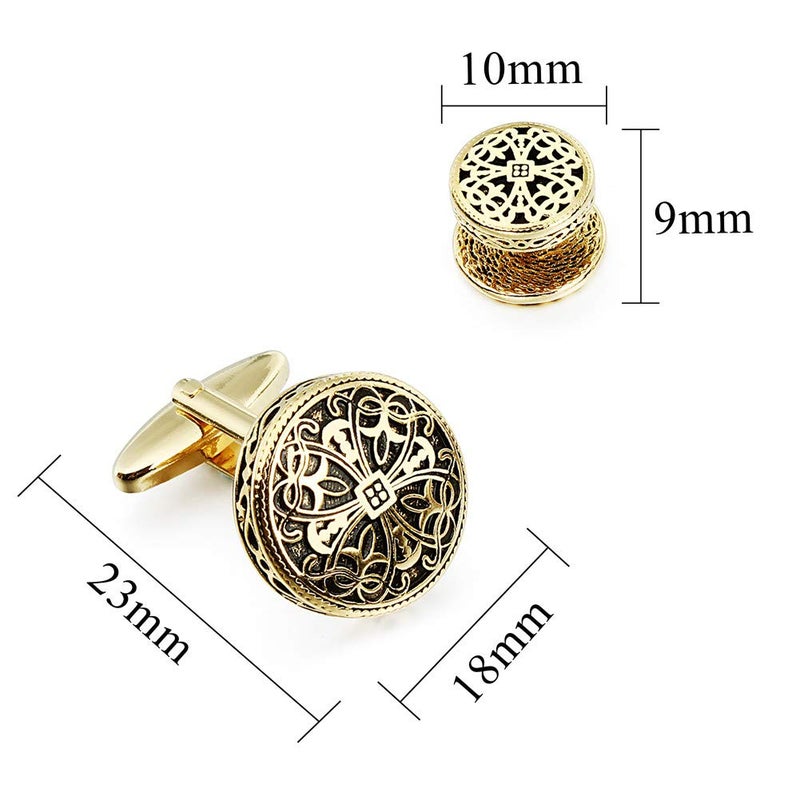 HAWSON Retro Pattern Cufflinks and Tuxedo Shirt Studs Set for Men Wedding Birthday Party with Gift Box - Image 5