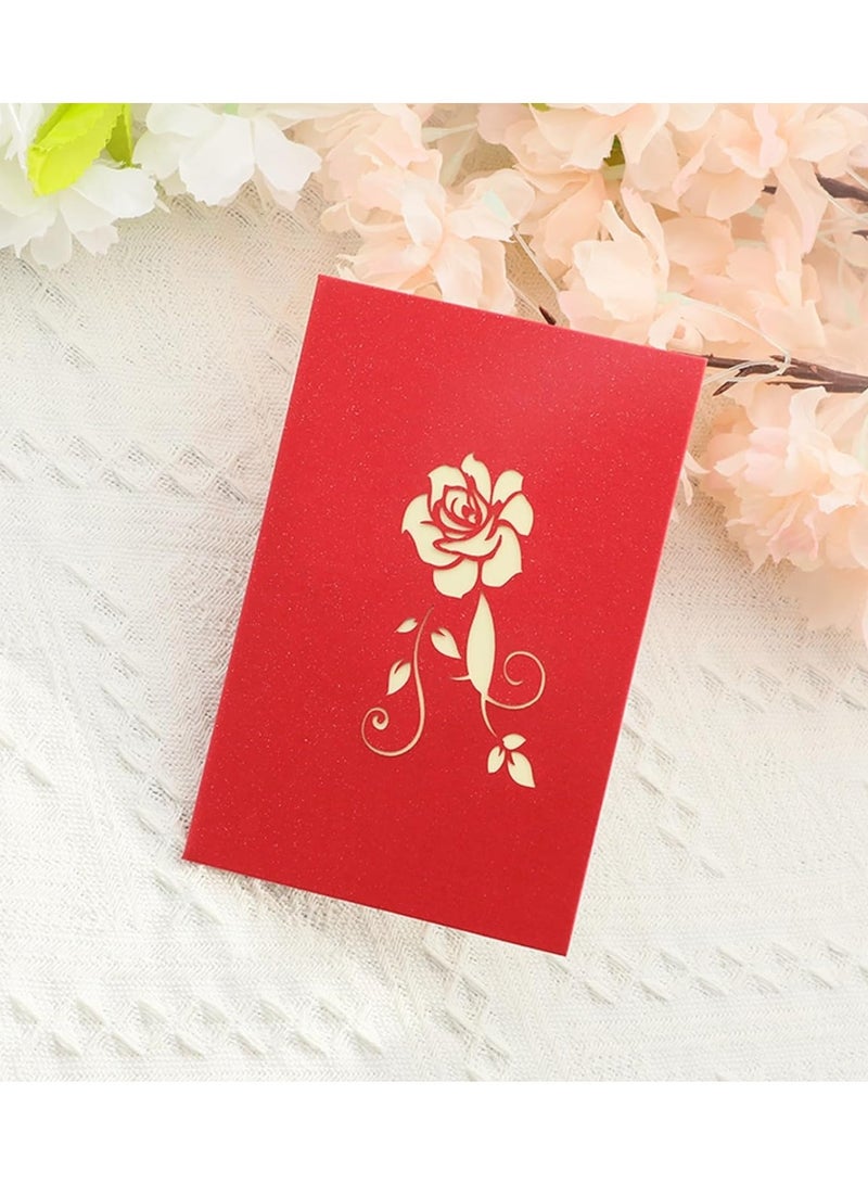 Rose 3D Pop-Up Card Day With Envelope Mothers Day Mom Anniversary Wife Husband Happy Birthday Thinking of You Greeting - Image 4