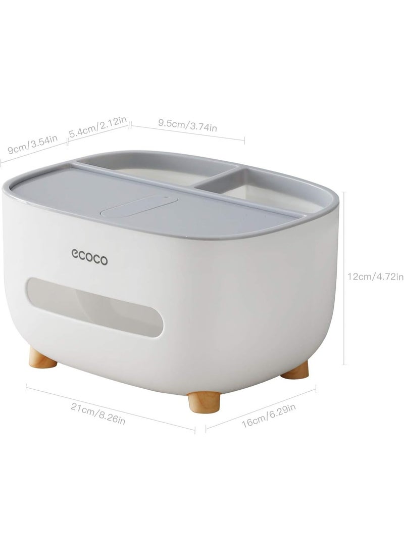 إيكوكو حامل علبة مناديل بغطاء وجزء للتخزين  صندوق مناديل متعدد الوظائف مصنوع من مادة ايه بي اس لتنظيم الأغراض، مناسب للحمام وغرفة النوم والمكتب-7225 - Image 5