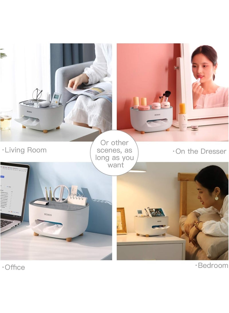 إيكوكو حامل علبة مناديل بغطاء وجزء للتخزين  صندوق مناديل متعدد الوظائف مصنوع من مادة ايه بي اس لتنظيم الأغراض، مناسب للحمام وغرفة النوم والمكتب-7225 - Image 2
