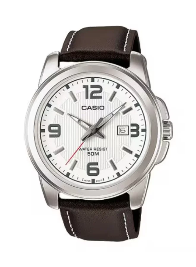 كاسيو Men's Analog Display Watch With Brown Leather Strap - MTP-1314L-7A