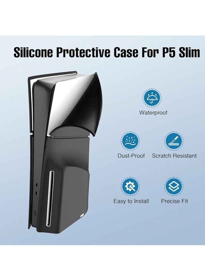 general PS5 Slim Disc Edition Silicone Leather Case with Case Anti-Slip & Anti-Scratch Dust Case for PS5 Ultra Slim Panel Cover Accessories - Image 2