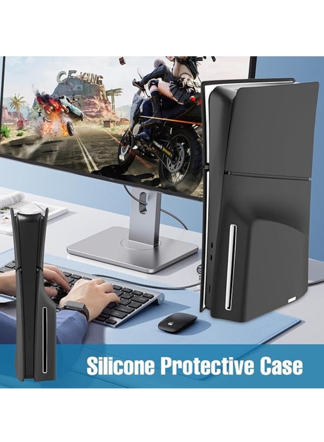 general PS5 Slim Disc Edition Silicone Leather Case with Case Anti-Slip & Anti-Scratch Dust Case for PS5 Ultra Slim Panel Cover Accessories - Image 5