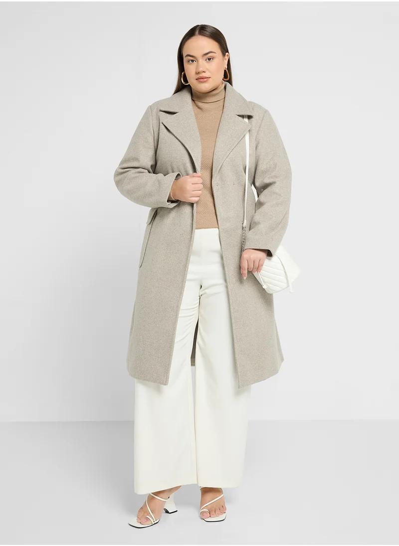 Vero Moda Curve Belted Waist Long Trench Coat
