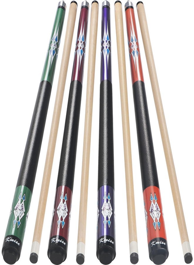 Kmise Pool Stick Set of 5-58" Pool Cue Stick, Canadian Maple Professional Billiards Pool Cue, Pool Sticks for Adults, 18~21oz (4 Sets (Green, Red, Purple, Orange), 18 19 20 21 oz) - Image 1