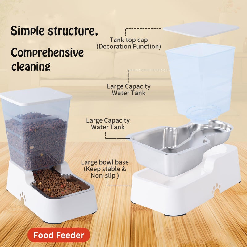Meikuler Pets Auto Feeder 5.2L,Food Feeder and Water Dispenser Set for Medium & Large Dogs Cats and Pets Animals (White) - Image 3