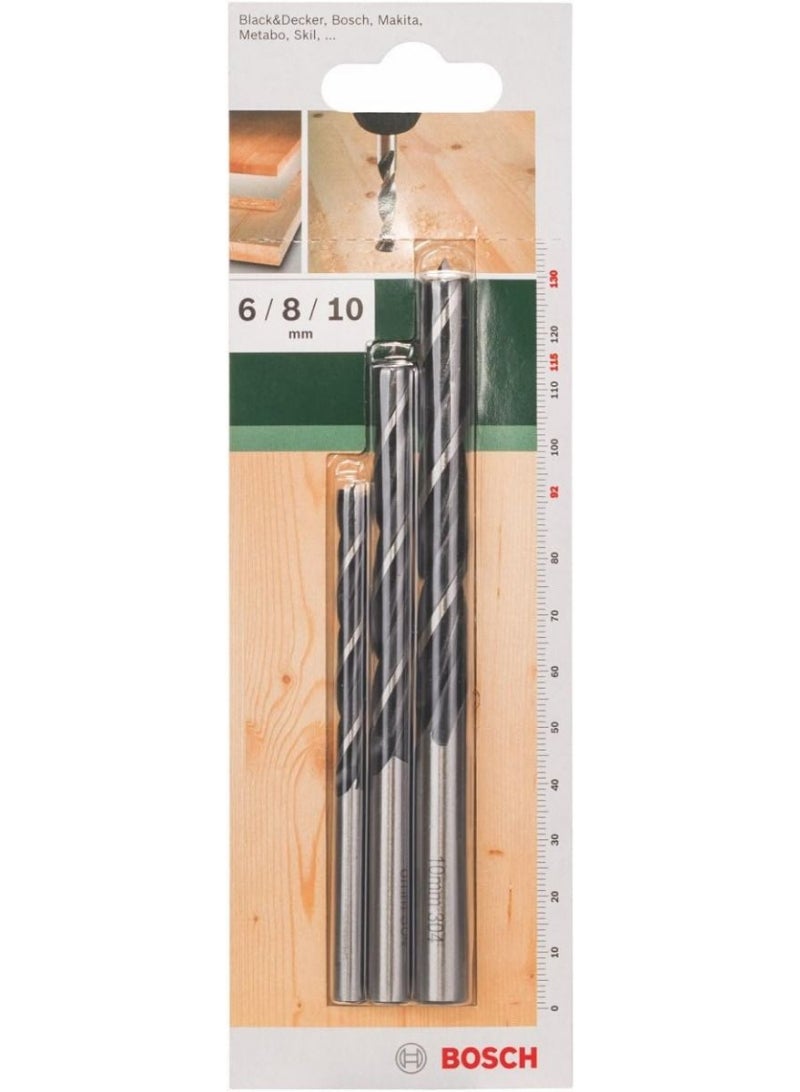 Bosch 2609255308 Wood Drill Bit Set (3 Pieces) - Cylindrical