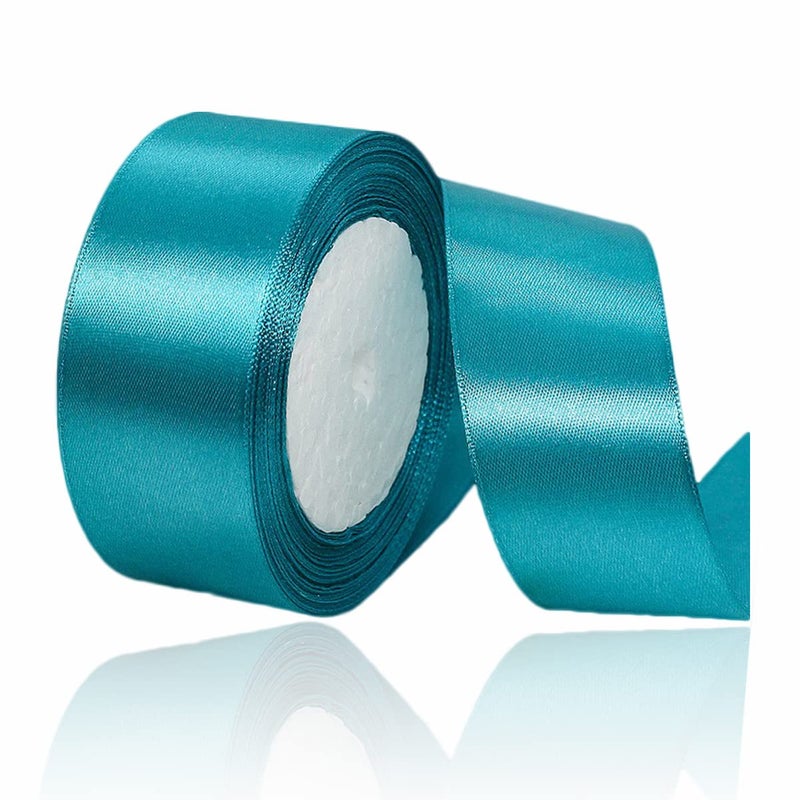 Turquoise Blue Ribbon 112 Inch x 25 Yards Solid Color Fabric Satin Ribbon for Gift Wrapping DIY Crafts Bridal Bouquets Wreaths Bows Sewing Projects Baby Shower and Wedding Party Decoration
