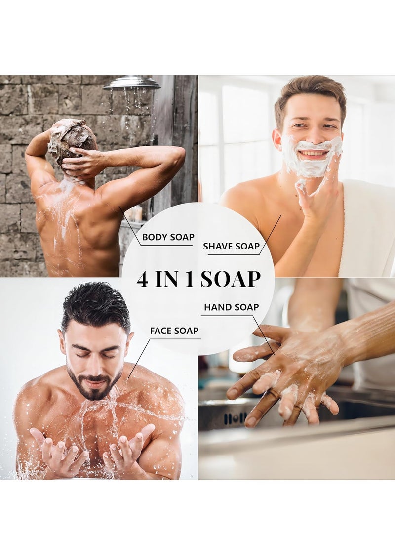Rinse & Robust Mens Bar Soap Bath Bar Soap 3Pack Handmade Natural Soap Bar Set Cleansing Bar Moisturizing&Exfoliating Scrub Soap Gift Set for Men | Leather, Sandalwood, Teakwood | 3.5 oz of 3 Bars - Image 4