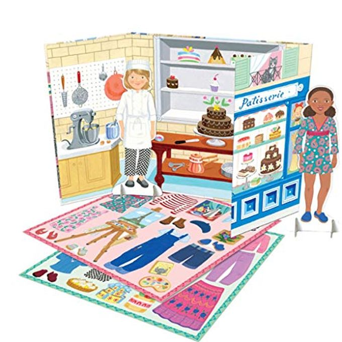 eeboo : Baker and Painter Paper Dolls Reusable Set, Allows for Creativity and Imagination, Heavy Duty Board, For Ages 5 and up, comes with a 2 Sided-stand up Scene - Image 2