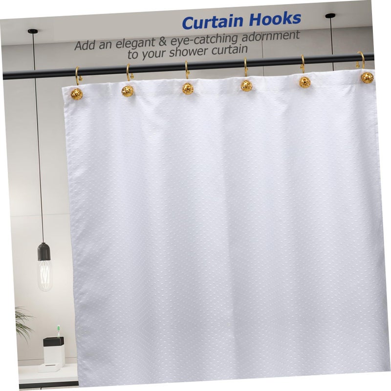 Gold Shower Curtain Hooks 12Pcs Smooth Sliding Metal Rings Decorative Bathroom Hangers - Image 5