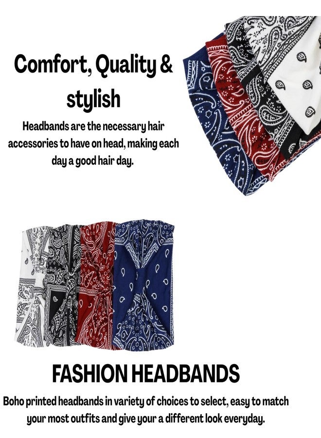Flavizo 4 Pcs Wide Hairband - Stylish Headband for Women, Stretchy Head Band for Girls, Non Slip Bandana for Versatile, Hair Accessories for Sports Yoga Wear - Image 4