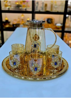 Damanhoor Water Set Of 8 Pieces 1 Tray Six Glass With One Jug For Water Juice High Quality Glass Material  - Image 2
