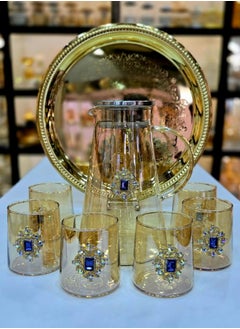 Damanhoor Water Set Of 8 Pieces 1 Tray Six Glass With One Jug For Water Juice High Quality Glass Material  - Image 4