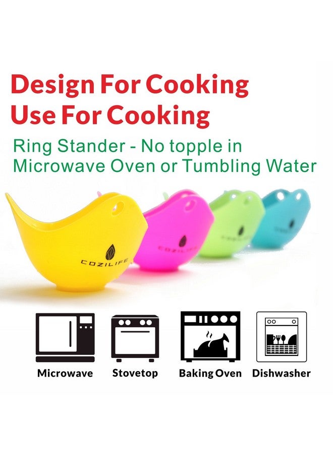 COZILIFE Egg Poacher - COZILIFE Silicone Egg Poaching Cups with Ring Standers, For Microwave or Stovetop Egg Cooking, Kraft Box Packing, BPA Free, Pack of 4  - Image 3