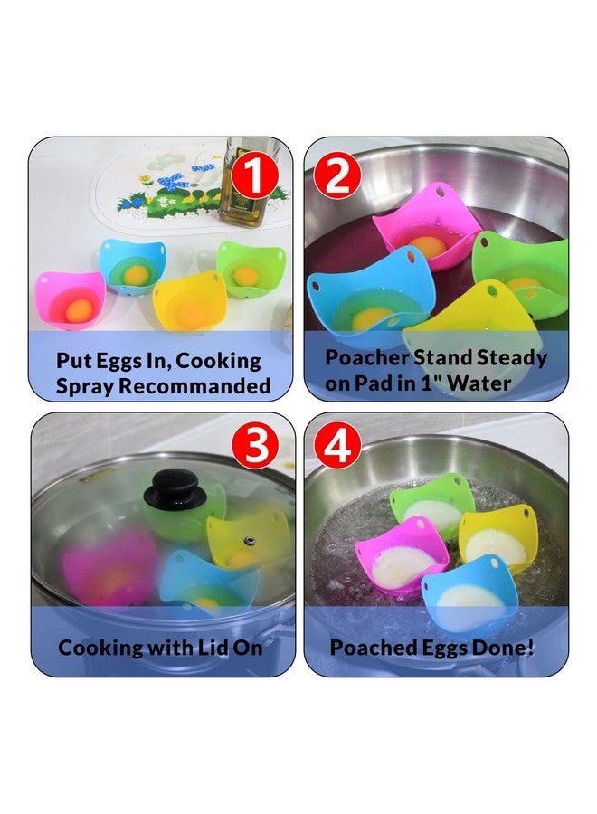 COZILIFE Egg Poacher - COZILIFE Silicone Egg Poaching Cups with Ring Standers, For Microwave or Stovetop Egg Cooking, Kraft Box Packing, BPA Free, Pack of 4  - Image 4