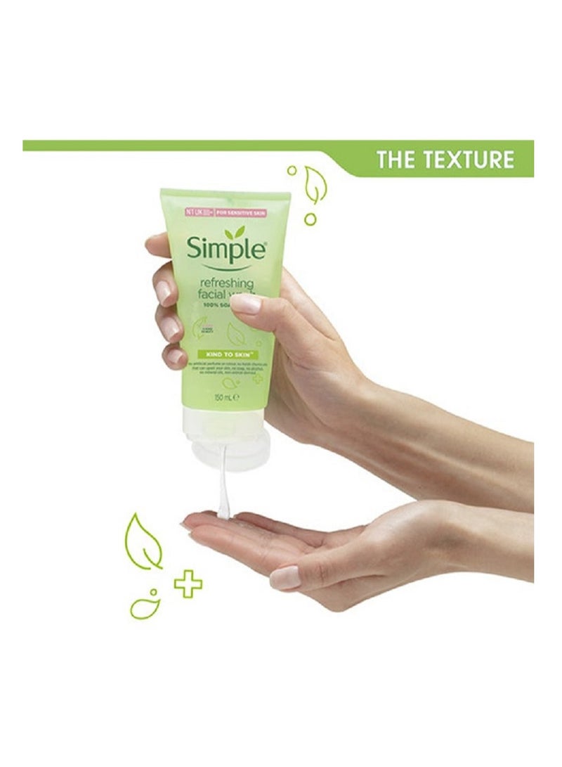 simple غسول وجه منعش خالي من الصابون لجميع أنواع البشرة 150 مل × 2 - Image 2