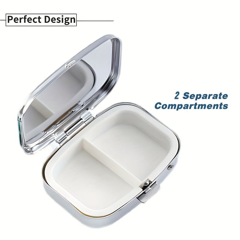 Mixed Colors Portable Pill Organizer Compact 2 Compartment Pill Box Travel Vitamin Container - Image 4