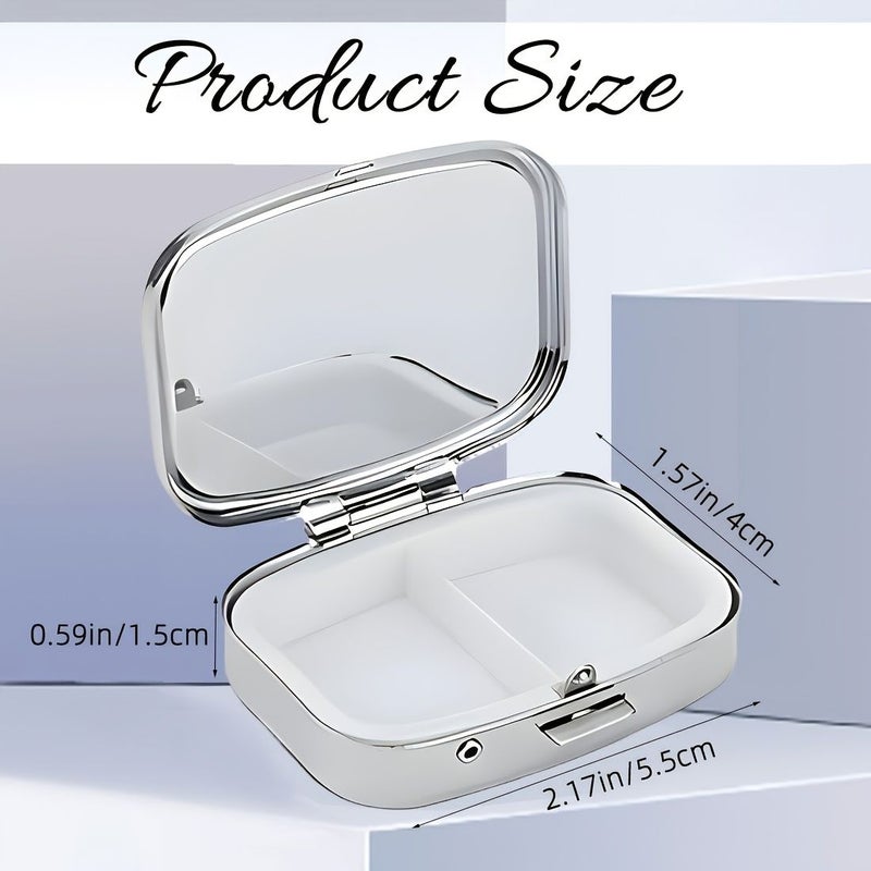 Mixed Colors Portable Pill Organizer Compact 2 Compartment Pill Box Travel Vitamin Container - Image 3