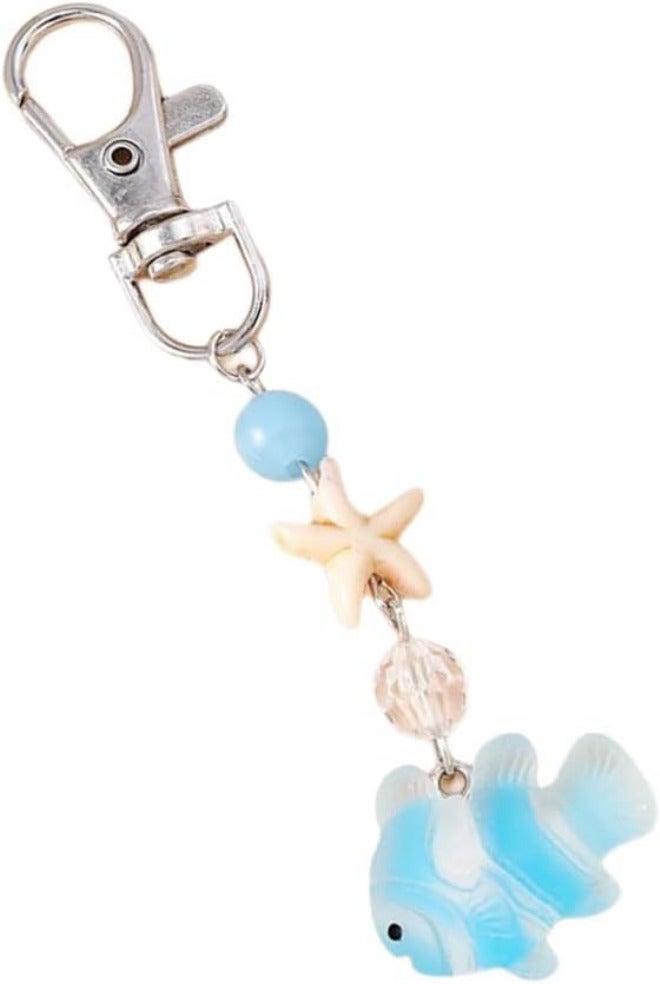 Creative Design Starfishes Clownfish Keychain Unique Marine Theme Resin Alloy Keyring For Bag Car Decors - Image 1