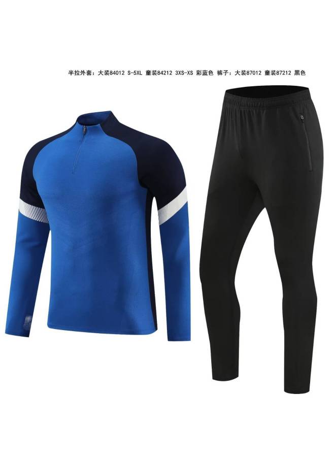 Direct Batch New Long-sleeved Half-pull Football Training Clothes Suit Adult Children Double-sided Bag Trousers Sportswear