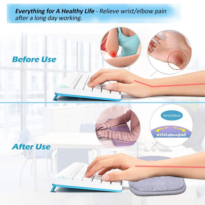 CREATIEE-PRO Upgraded Computer Wrist Elbow Pad, Creatiee Premium Memory Cotton Desktop Keyboard Arm Rest Support Mat for Office Desktop Working Gaming - Less Elbow Pain(Long-Sized, 7.9 x 31.5 inch)(Gray) - Image 3